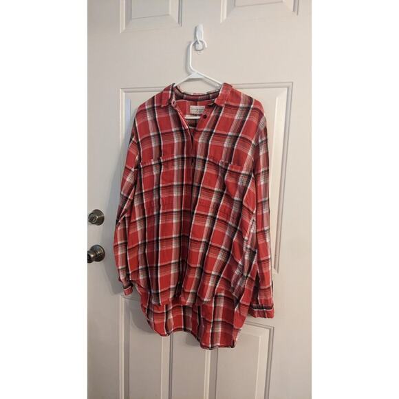 Denim & Supply Ralph Lauren Plaid Lightweight High/Low Button Down Shirt, Large - Picture 2 of 8